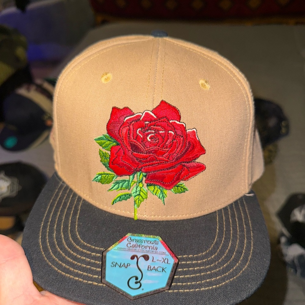Grassroots California Tan and Black Rose Snapback Hat